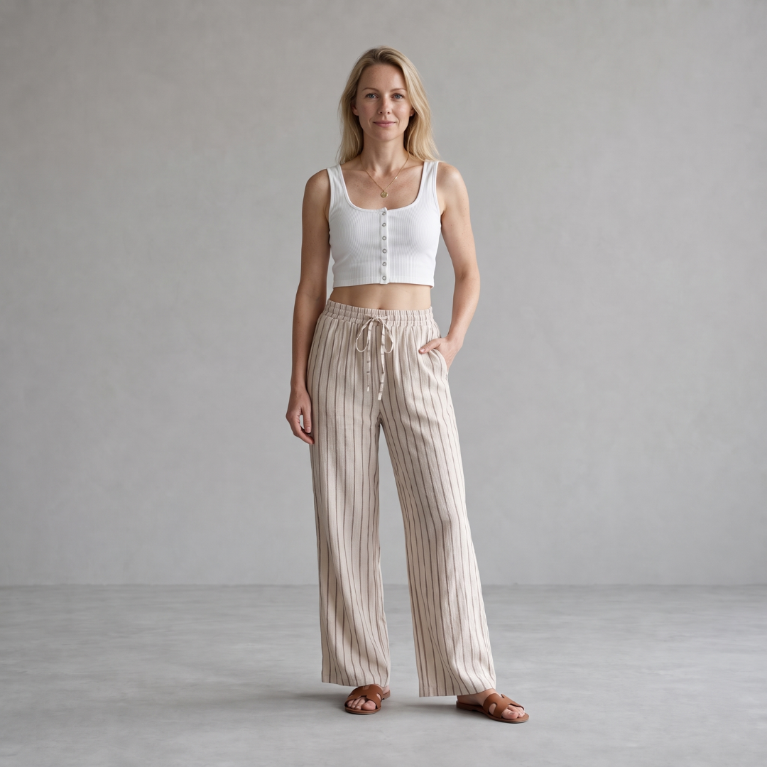 Lieke - Gestreepte Broek met Wijde Pijpen