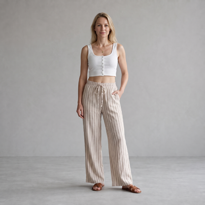 Lieke - Gestreepte Broek met Wijde Pijpen