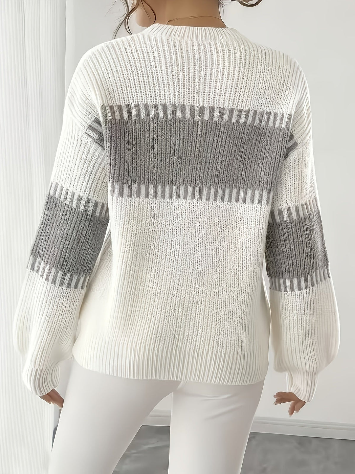 Gestreepte Trui Dames – Sweater Met Colorblock Patroon