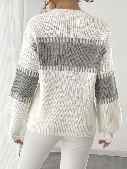 Gestreepte Trui Dames – Sweater Met Colorblock Patroon