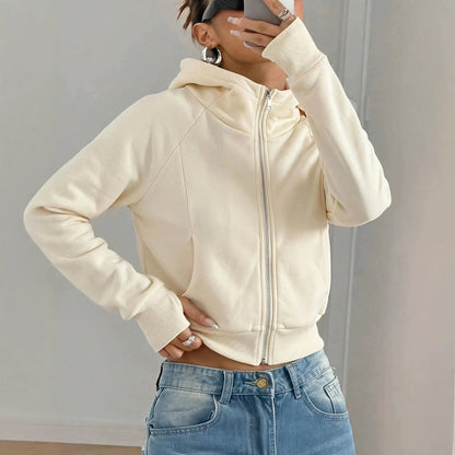 Cropped Hoodie Dames – Korte Sweater Met Rits & Capuchon