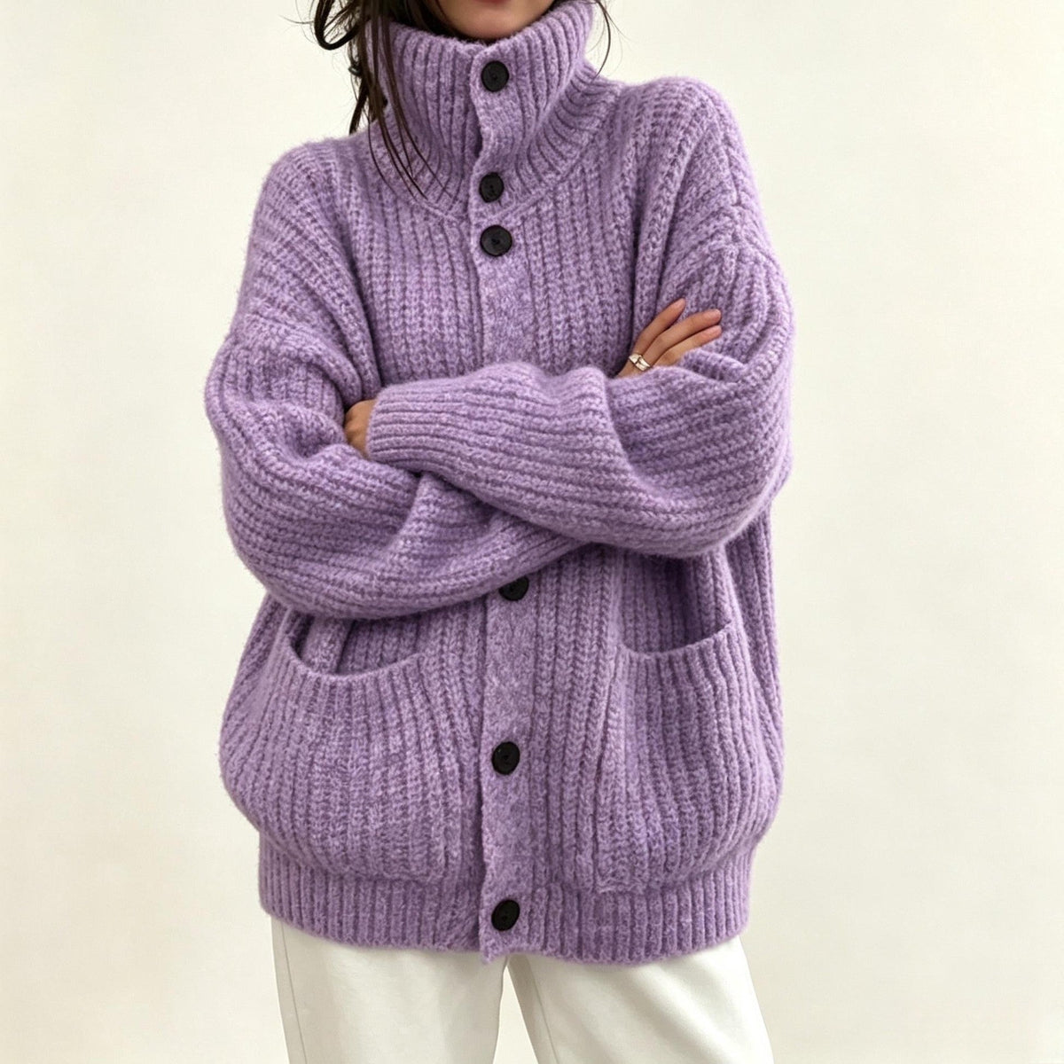 Oversized Gebreid Vest Dames – Grof Gebreide Cardigan