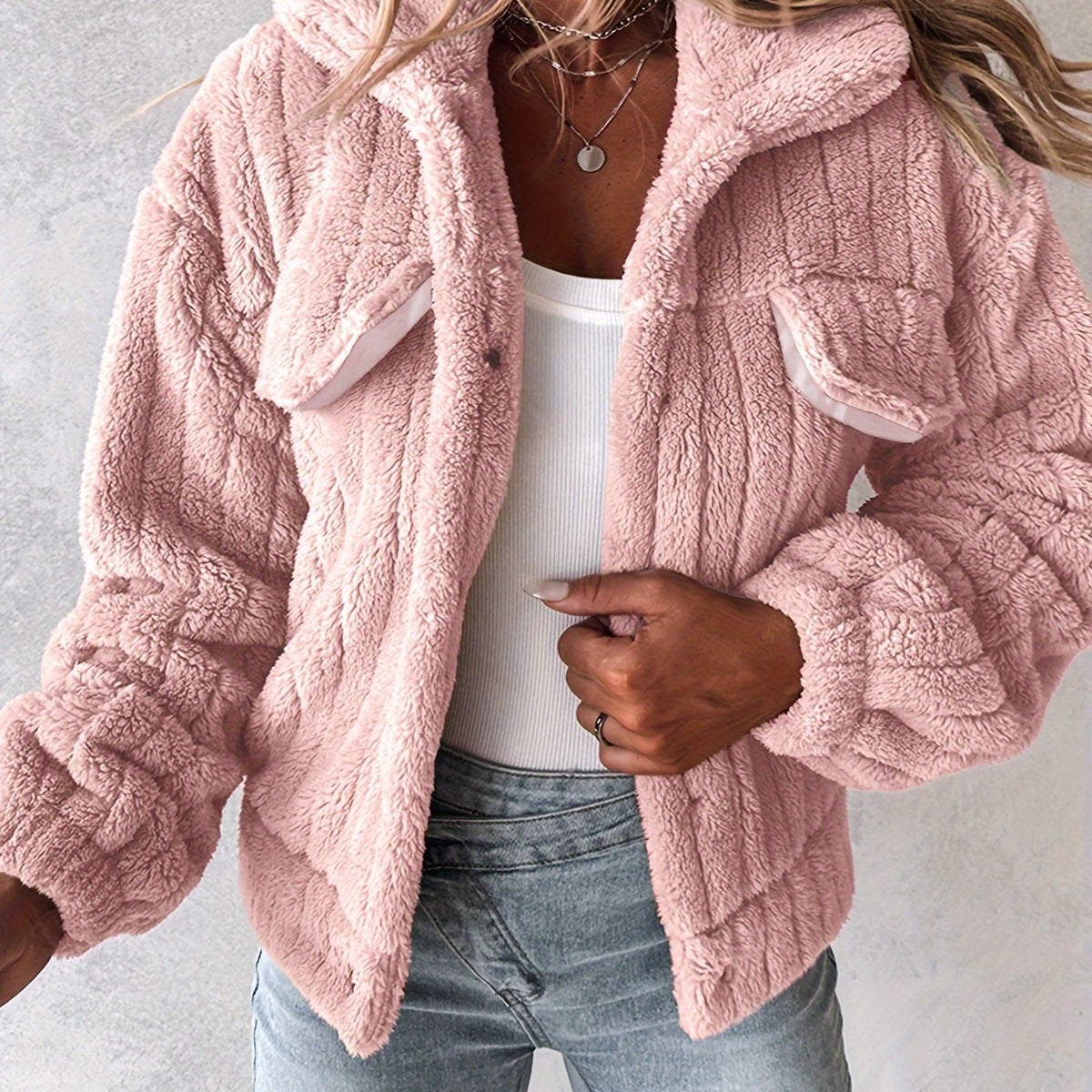 Korte Teddy Jas Dames – Teddy Vest Met Drukknopen