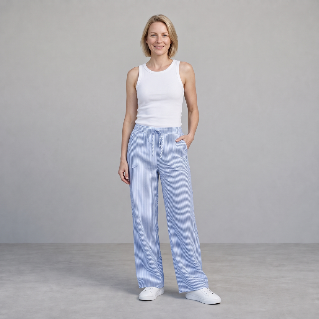 Nienke - Gestreepte Broek met Wijde Pijpen