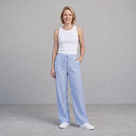 Nienke - Gestreepte Broek met Wijde Pijpen