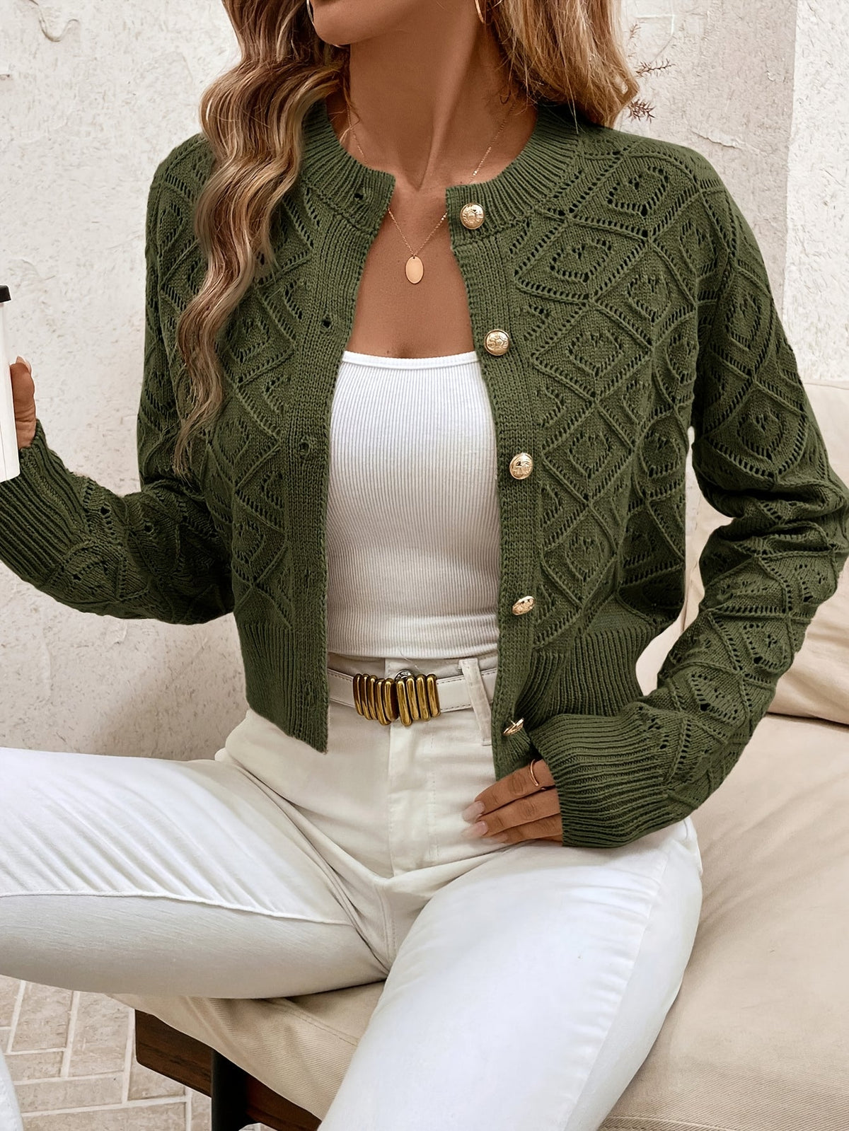 Chique Kort Gebreid Vest Dames – Cardigan
