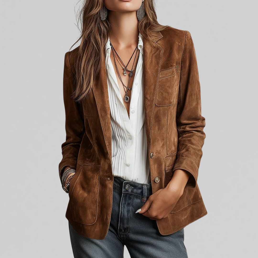 Suède Look Blazer Dames – Vintage Colbert & Tussenjas