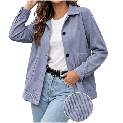 Casual Corduroy Jas Dames – Jasje Met Ribstructuur