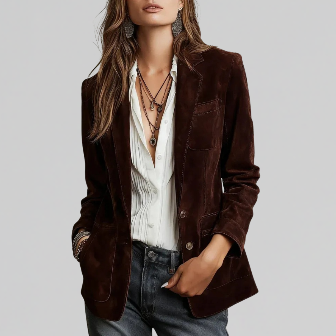 Suède Look Blazer Dames – Vintage Colbert & Tussenjas