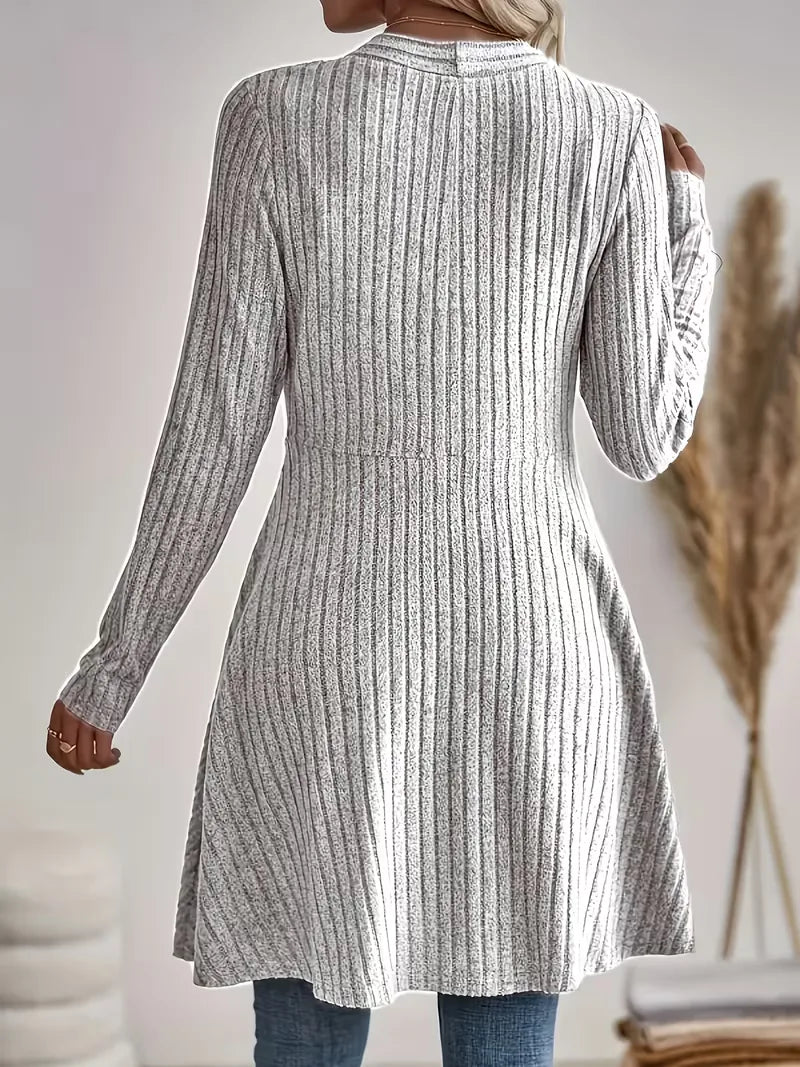 Lang Vest Dames – Gebreide Cardigan Met V-Hals