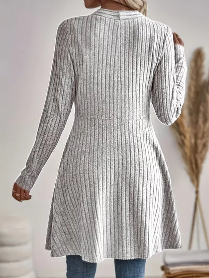 Lang Vest Dames – Gebreide Cardigan Met V-Hals