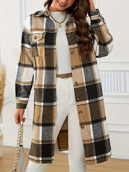 Lange Geruite Jas Dames – Oversized Mantel & Winterjas