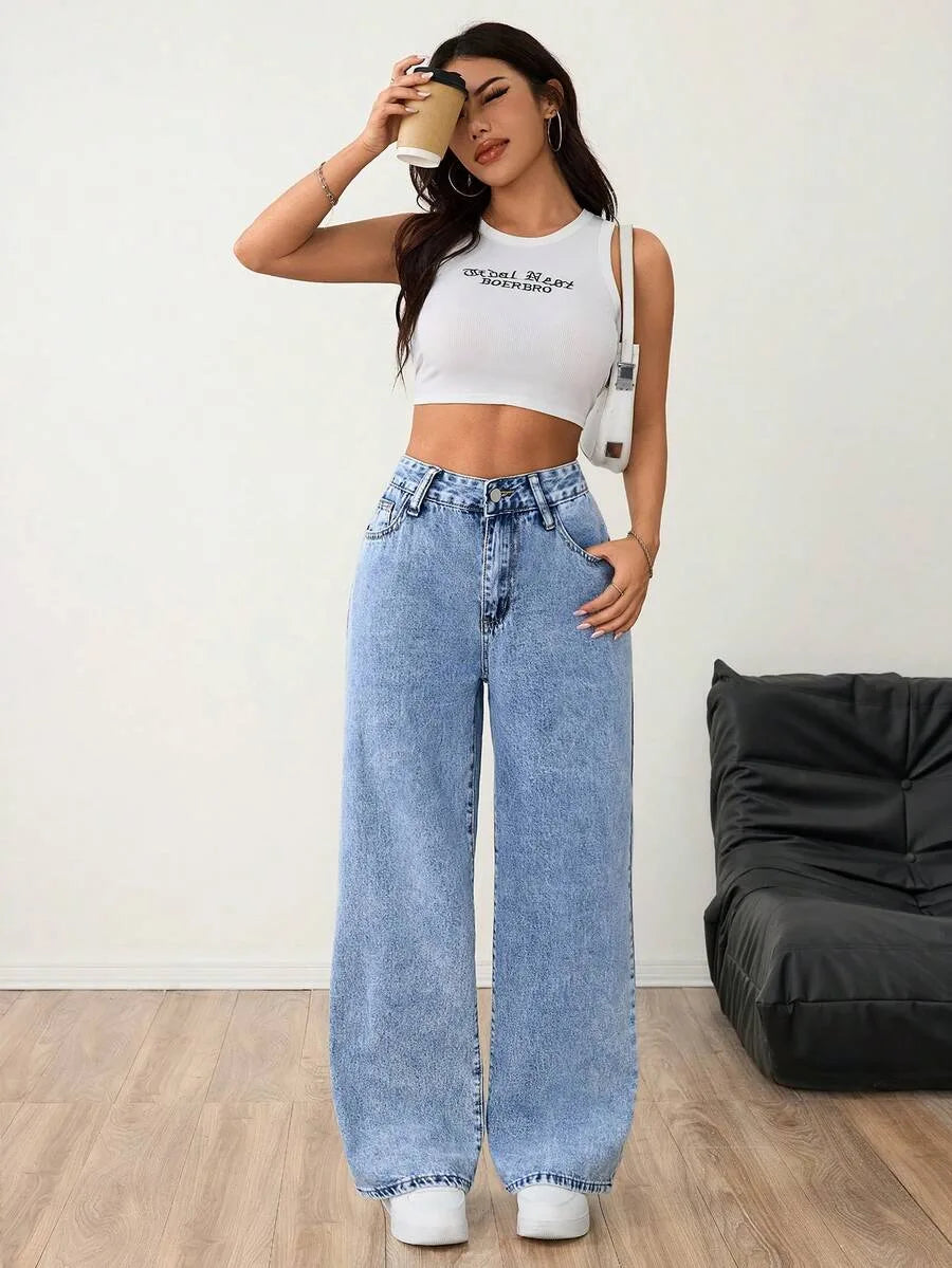 Wide Leg Baggy Denim Dames Jeans