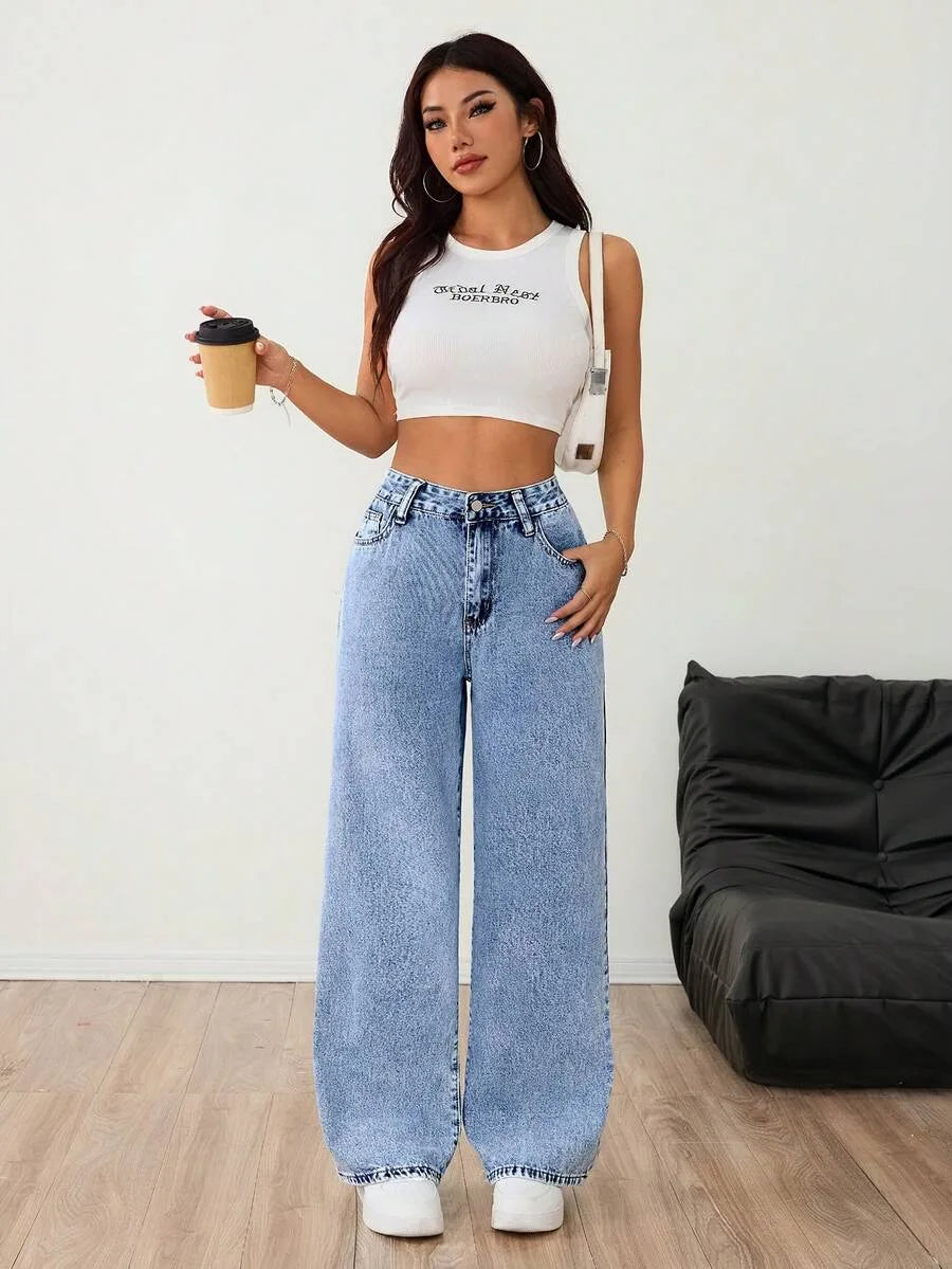 Wide Leg Baggy Denim Dames Jeans