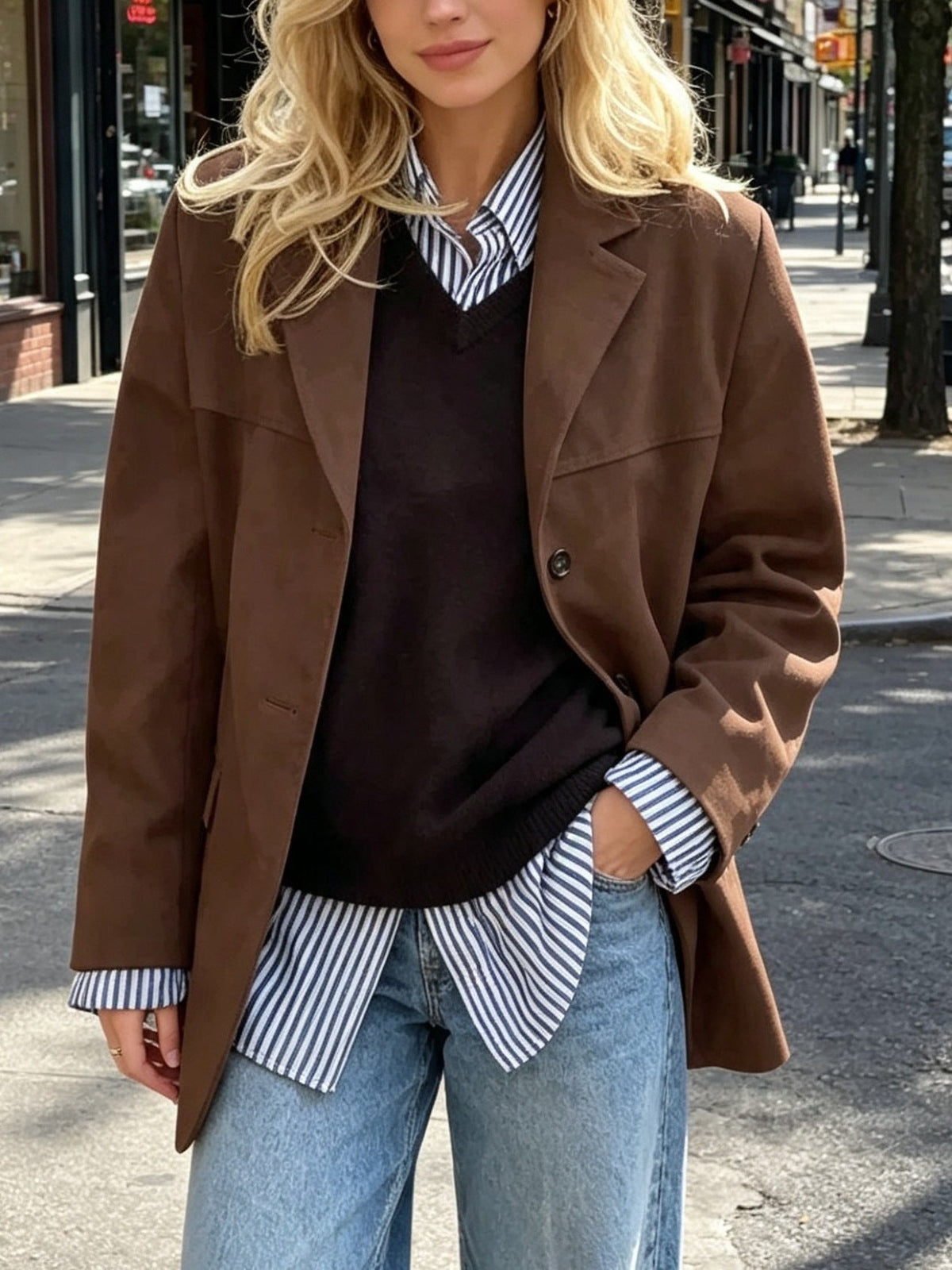 Chique Suède Look Blazer Dames – Oversized Jasje