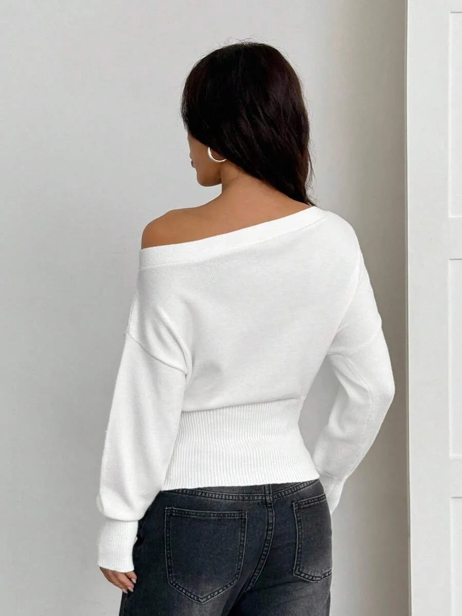 Oversized Dames Trui Met Asymmetrische Hals