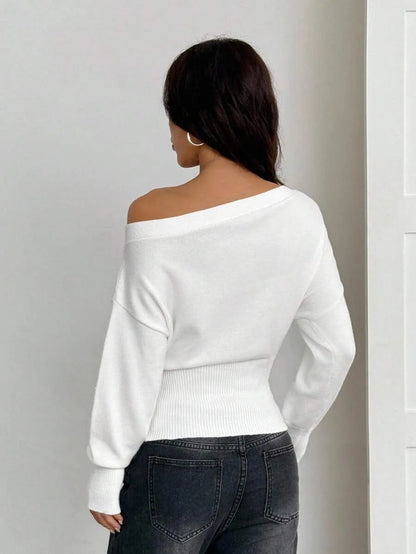 Oversized Dames Trui Met Asymmetrische Hals