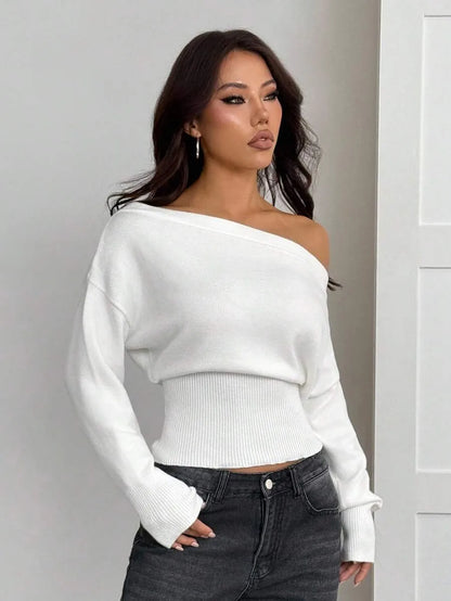 Oversized Dames Trui Met Asymmetrische Hals