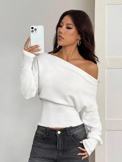 Oversized Dames Trui Met Asymmetrische Hals