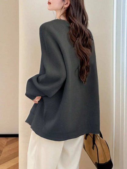 Oversized Vest Dames – Gebreide Cardigan Met V-Hals