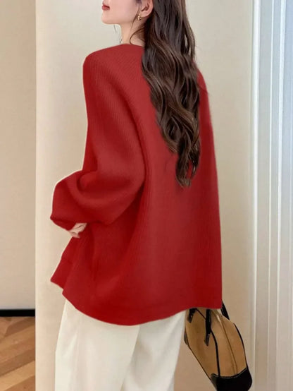 Oversized Vest Dames – Gebreide Cardigan Met V-Hals