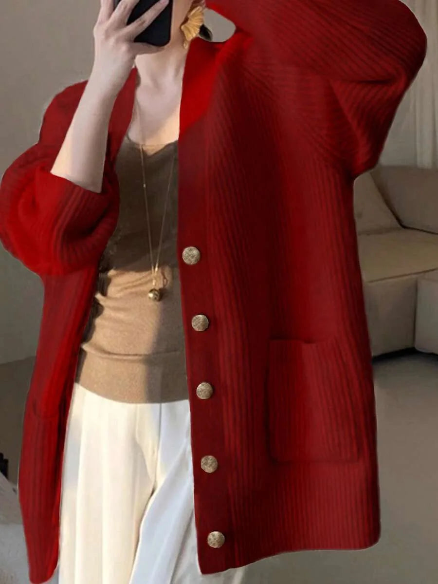 Oversized Vest Dames – Gebreide Cardigan Met V-Hals