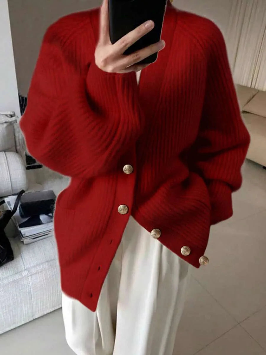 Oversized Vest Dames – Gebreide Cardigan Met V-Hals