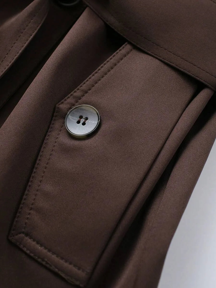 Dames TrenchCoat Met Ceintuur En Zakken