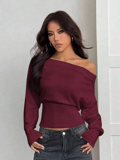 Oversized Dames Trui Met Asymmetrische Hals