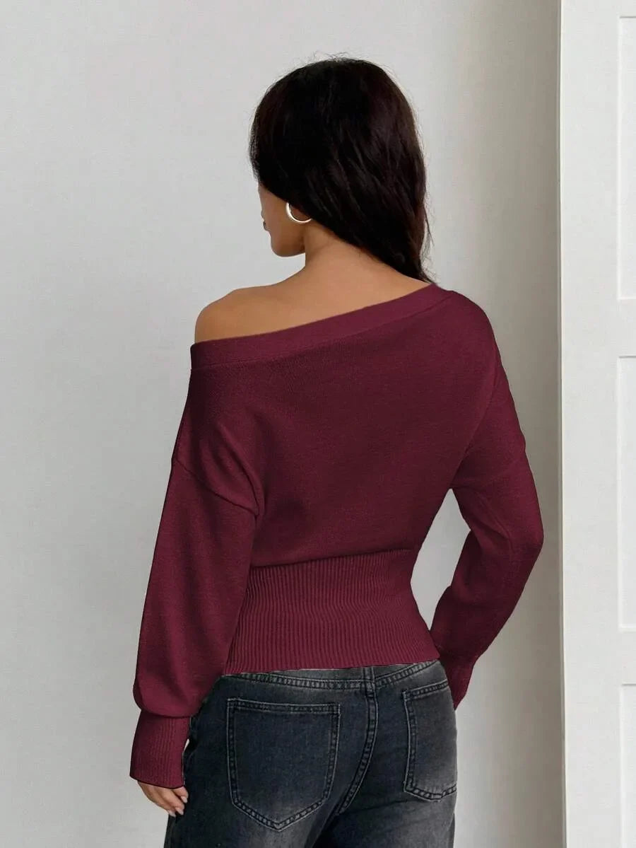 Oversized Dames Trui Met Asymmetrische Hals