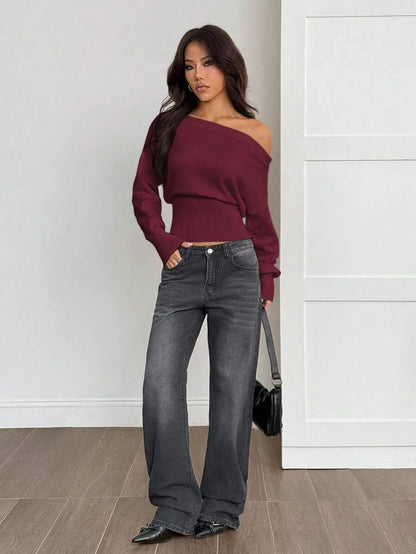 Oversized Dames Trui Met Asymmetrische Hals