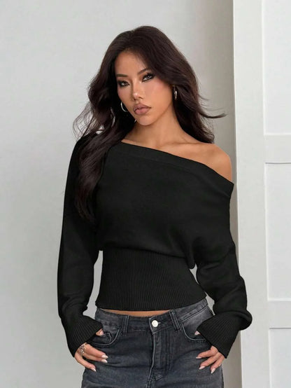 Oversized Dames Trui Met Asymmetrische Hals