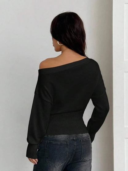Oversized Dames Trui Met Asymmetrische Hals