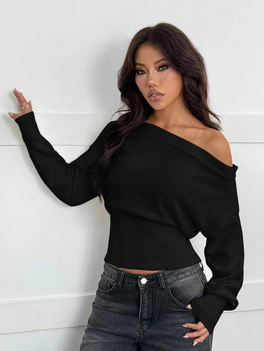 Oversized Dames Trui Met Asymmetrische Hals