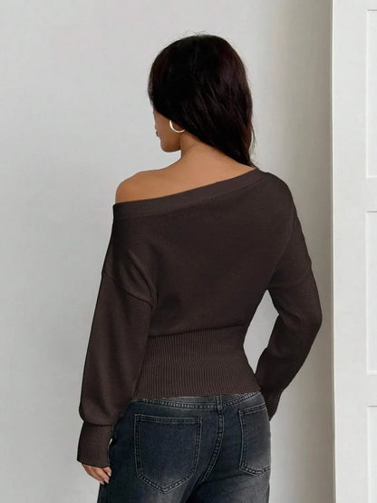 Oversized Dames Trui Met Asymmetrische Hals