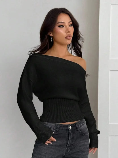 Oversized Dames Trui Met Asymmetrische Hals