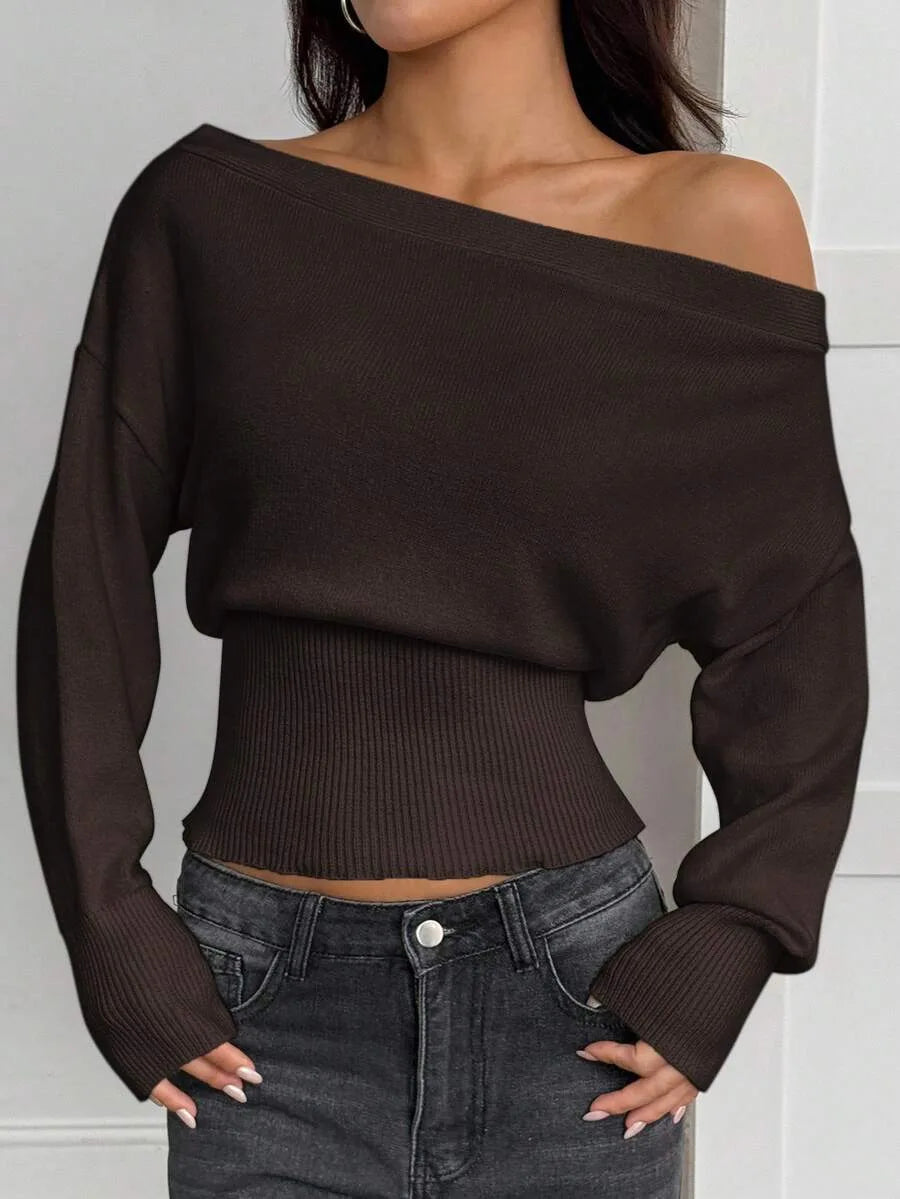 Oversized Dames Trui Met Asymmetrische Hals