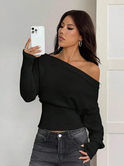 Oversized Dames Trui Met Asymmetrische Hals