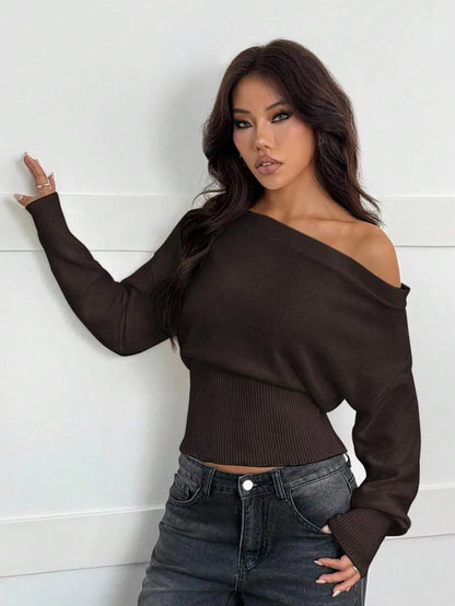 Oversized Dames Trui Met Asymmetrische Hals