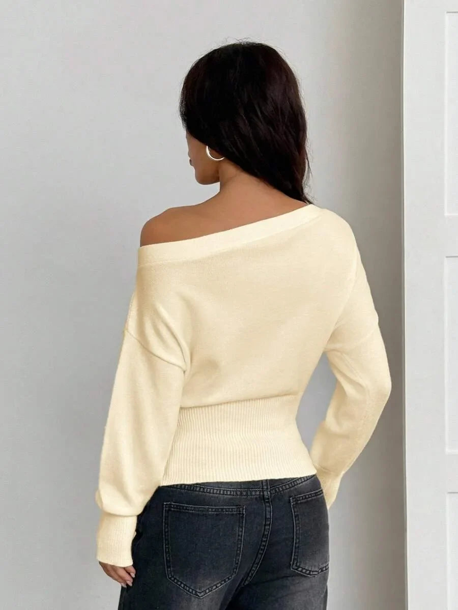 Oversized Dames Trui Met Asymmetrische Hals