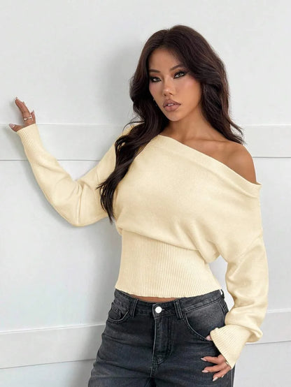 Oversized Dames Trui Met Asymmetrische Hals