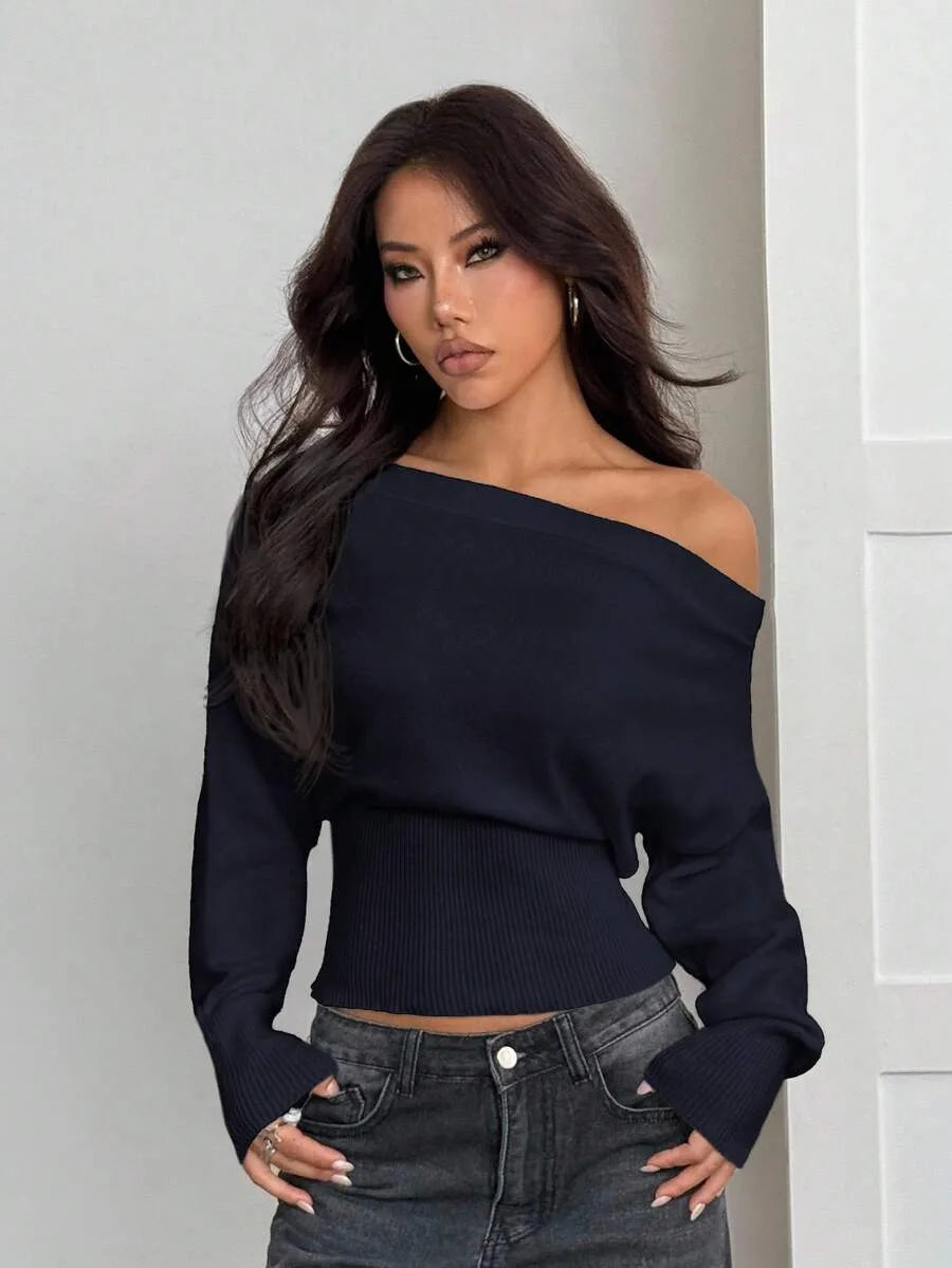 Oversized Dames Trui Met Asymmetrische Hals