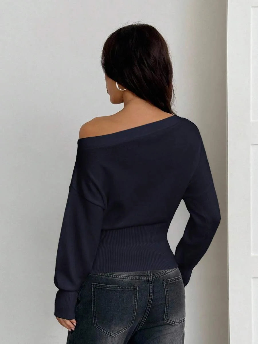 Oversized Dames Trui Met Asymmetrische Hals