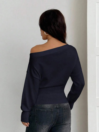 Oversized Dames Trui Met Asymmetrische Hals