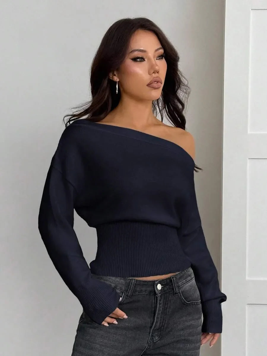 Oversized Dames Trui Met Asymmetrische Hals