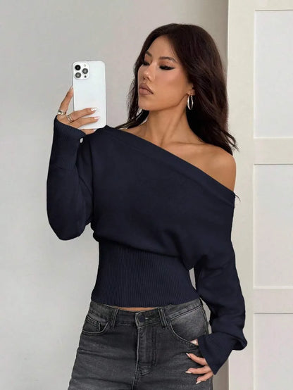 Oversized Dames Trui Met Asymmetrische Hals