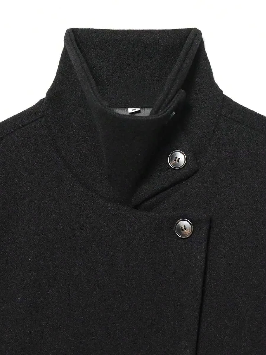 Korte Khaki Dames Jas Met Opstaande Kraag