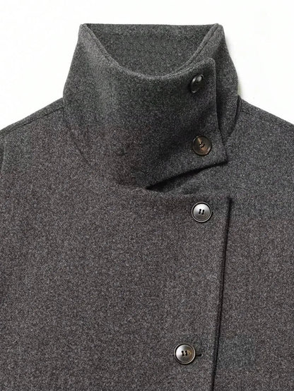 Korte Khaki Dames Jas Met Opstaande Kraag