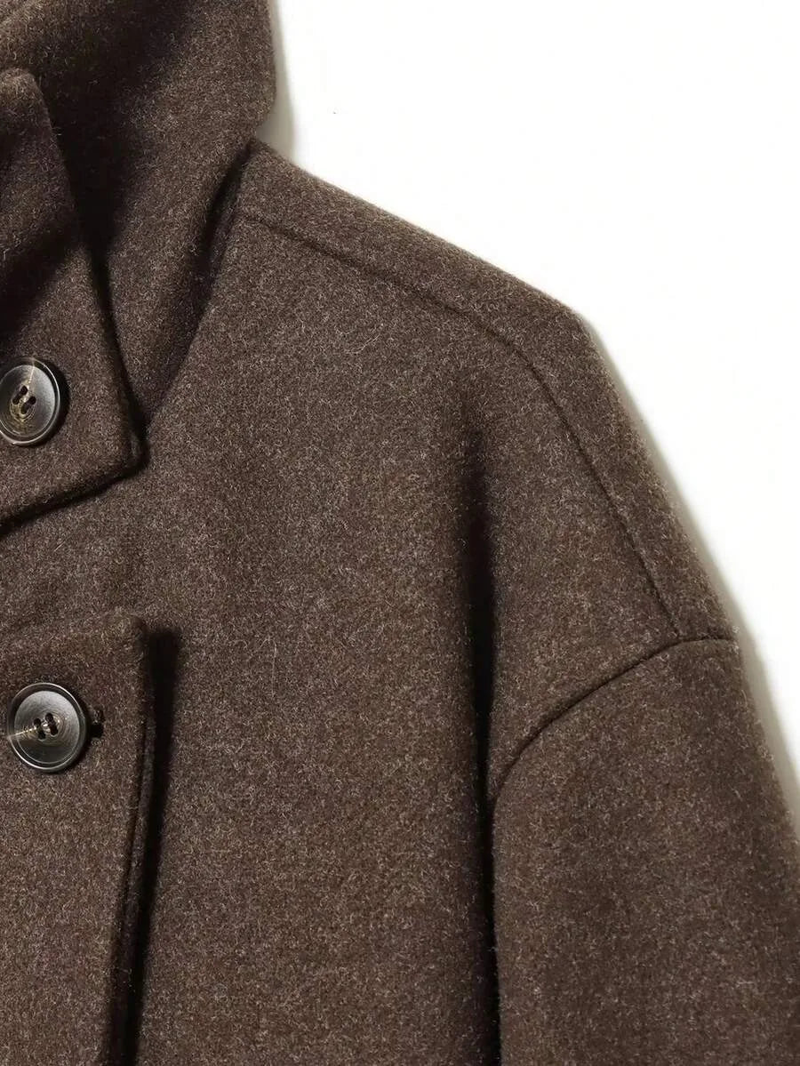 Korte Khaki Dames Jas Met Opstaande Kraag