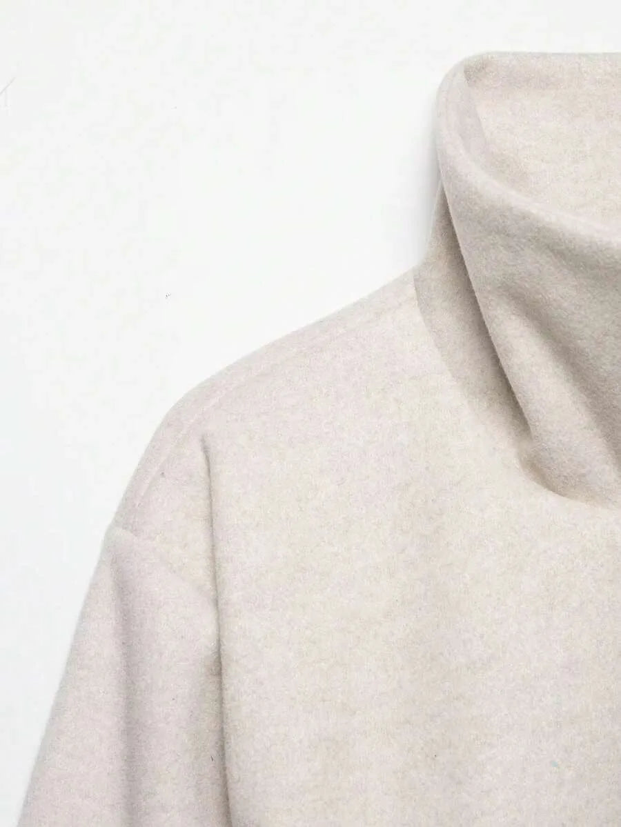 Korte Khaki Dames Jas Met Opstaande Kraag
